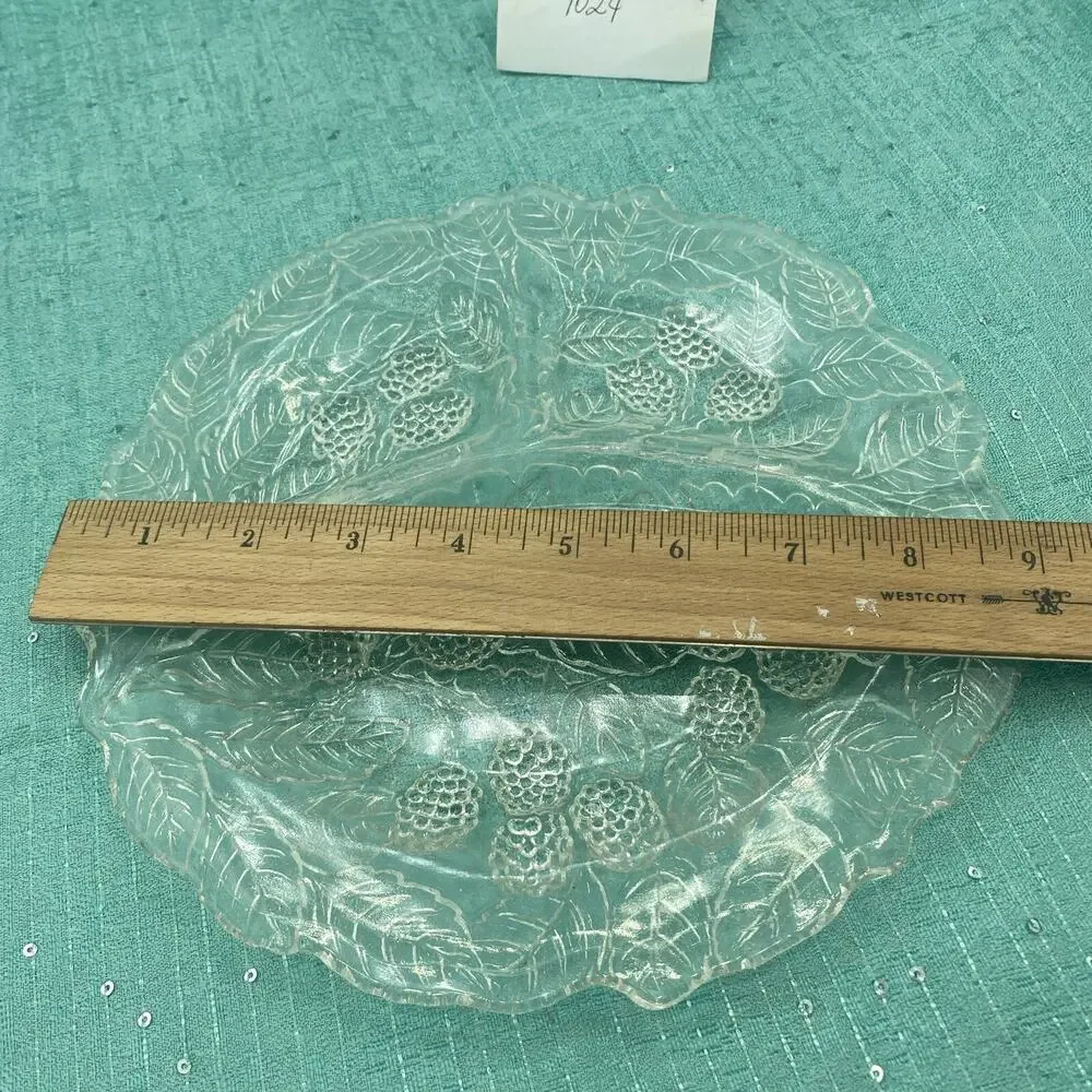 Fenton Clear Glass Blackberry Leaf Pattern Collectible 9